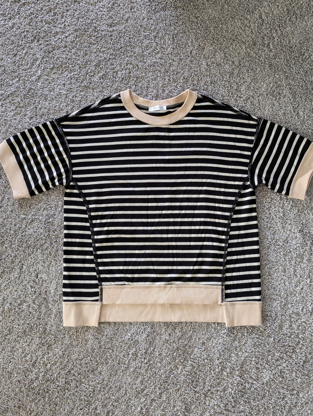 Poetsky women's oversized striped short-sleeve top